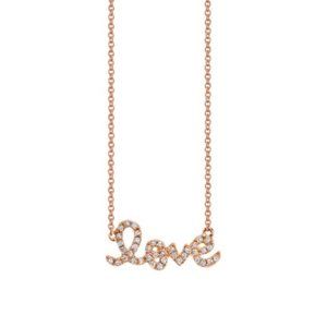 Sydney Evan 14k rose gold diamond love necklace